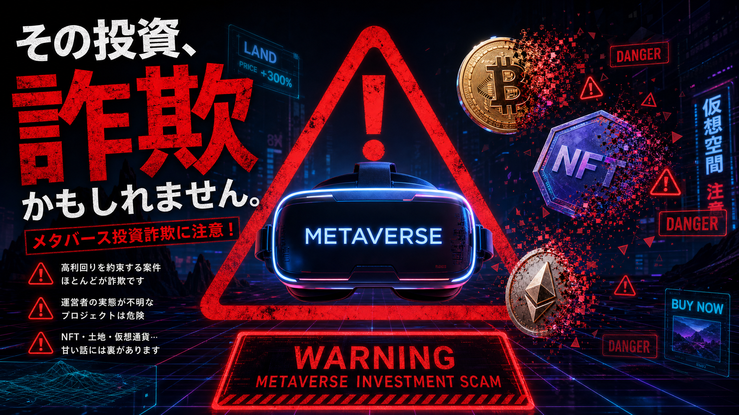 メタバース投資詐欺の警告イメージ